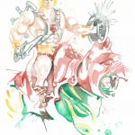 He-Man and Battlecat Watercolor He-Man and Battlecat Watercolor